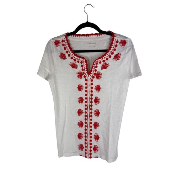 NWT Talbots Red Embroidered T-shirt- size s - Picture 1 of 5